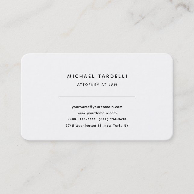 Carte De Visite Avocat de droit minimaliste professionnel classiqu (Devant)