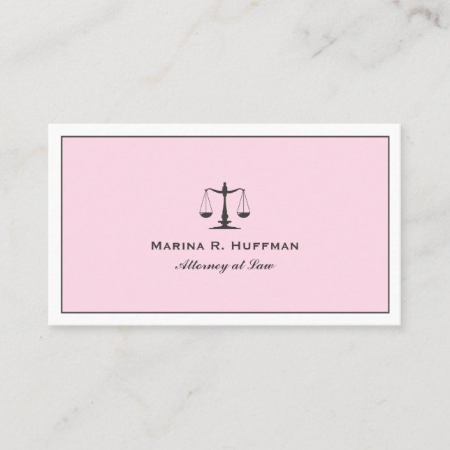 Carte De Visite Avocat de justice pour cadre rose Échelle professi (Devant)
