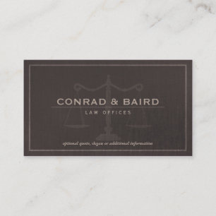Carte De Visite Avocat de justice scales sombres Brown look