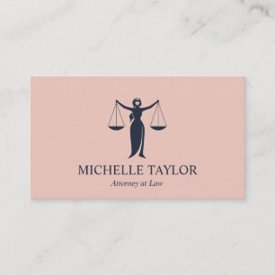 Carte De Visite Avocat de la marine moderne Blue Blush rose