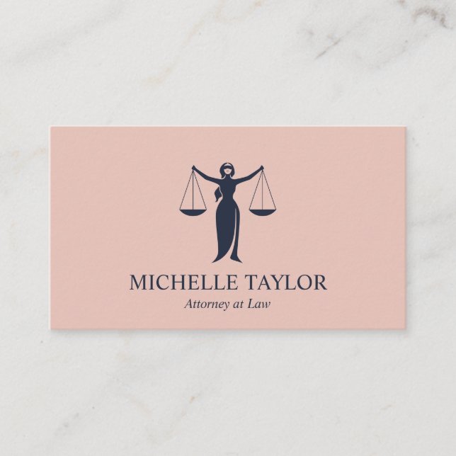 Carte De Visite Avocat de la marine moderne Blue Blush rose (Devant)