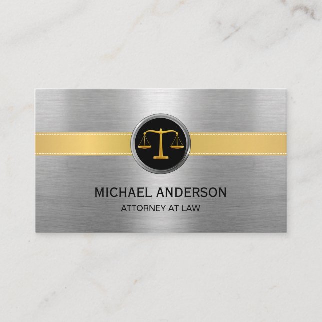 Carte De Visite Avocat de Law Modern Gold & Silver (Devant)