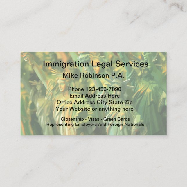 Carte De Visite Avocat De L'Immigration Et Services Juridiques (Devant)