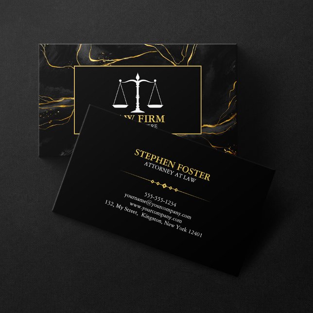 Carte De Visite Avocat de luxe Black Gold Avocat à avocat (Créateur téléchargé)