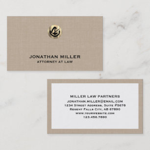 Carte De Visite Avocat d'impression en lin beige personnalisable