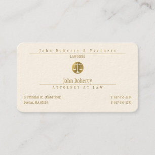 Carte De Visite Avocat d'or de la loi Cabinet d'avocats moderne