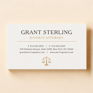 Carte De Visite Avocat du divorce Beige doré neutre