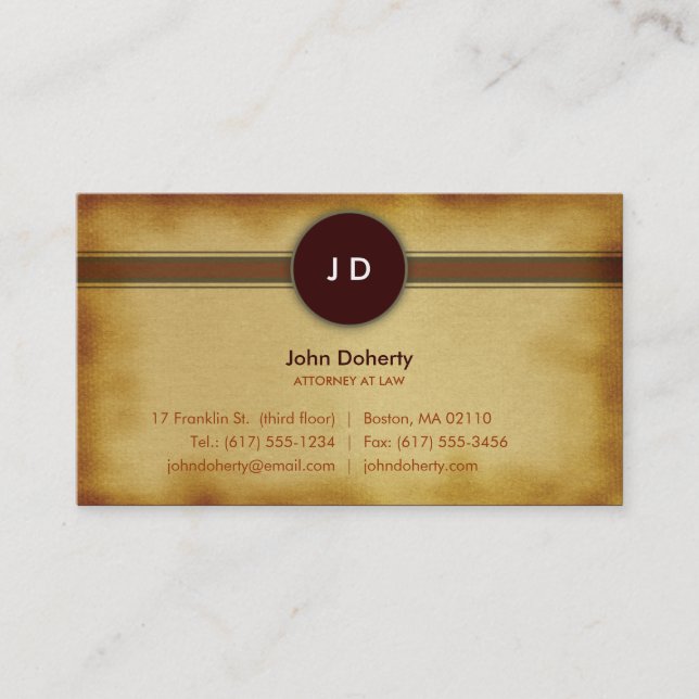Carte De Visite Avocat du monogramme | d'avocat (Devant)