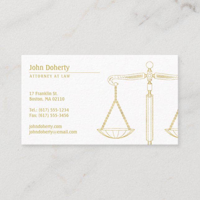 Carte De Visite Avocat | Échelles or de justice (Devant)