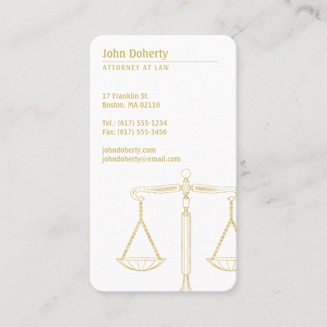 Carte De Visite Avocat | Échelles or de justice (Devant)