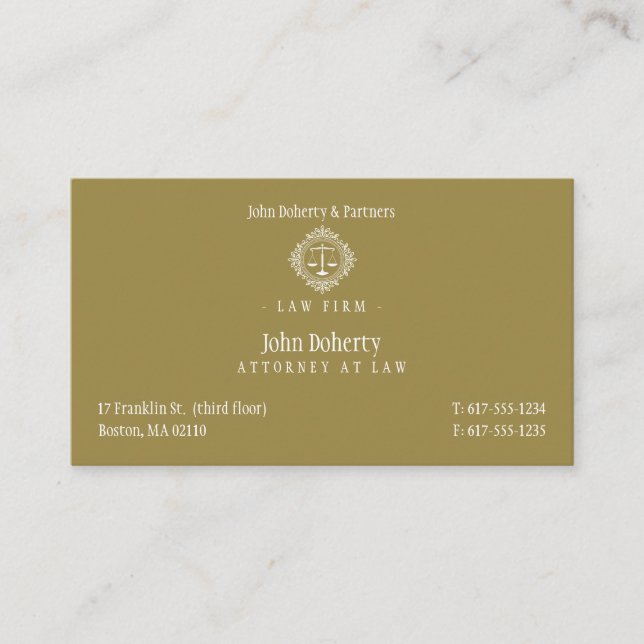 Carte De Visite Avocat élégant | Cabinet juridique (Devant)
