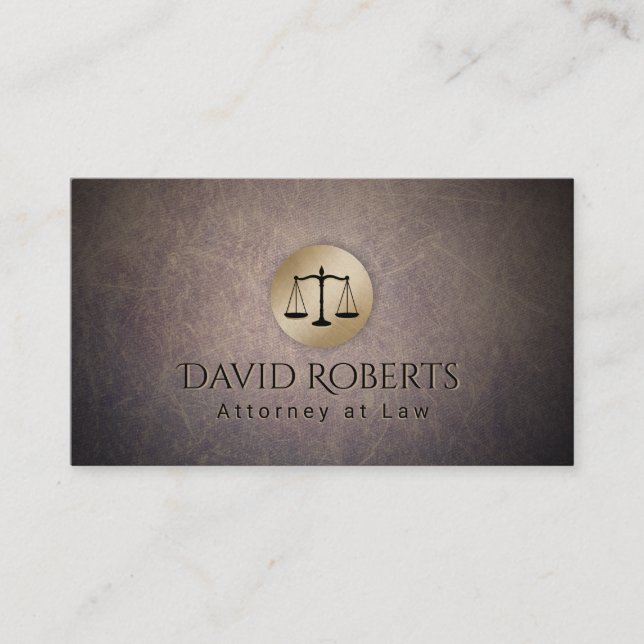 Carte De Visite Avocat en Cuir Classique à l'échelle Gold de Law (Devant)