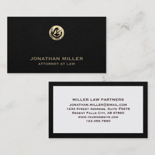 Carte De Visite Avocat en cuir noir Law