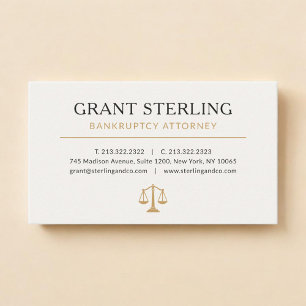 Carte De Visite Avocat en faillite Neutre Beige Or