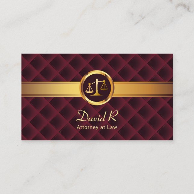 Carte De Visite Avocat Gold Stripe Maroon Attorney (Devant)