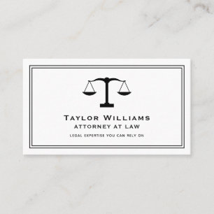 Carte De Visite Avocat Juriste Échelle de Justice Noir Blanc