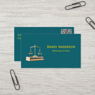 Carte De Visite Avocat Justice Balance & Livres avec code QR