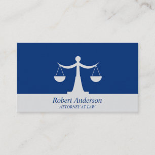 Carte De Visite Avocat légendaire aux échelles de justice Blue