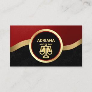 Carte De Visite Avocat Maroon Red Gold de l'échelle de justice Pro
