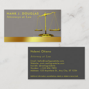 Carte De Visite Avocat moderne Gold Stripe Grey