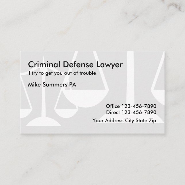 Carte De Visite Avocat pénaliste simple (Devant)