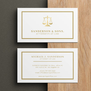 Carte De Visite Avocat professionnel élégant or