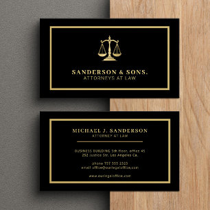 Carte De Visite Avocat professionnel élégant or noir