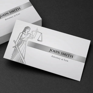 Carte De Visite Avocat professionnel moderne de Silver Lady Justic
