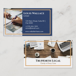 Carte De Visite Avocat Professionnel TruNorth Legal Or Doré Bleu M