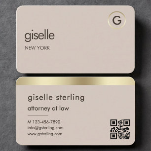 Carte de visite Avocat QR Code Or Neutre