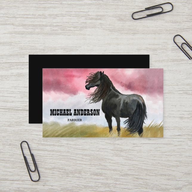 Carte De Visite Awesome Horse (Devant/Arrière en situation)