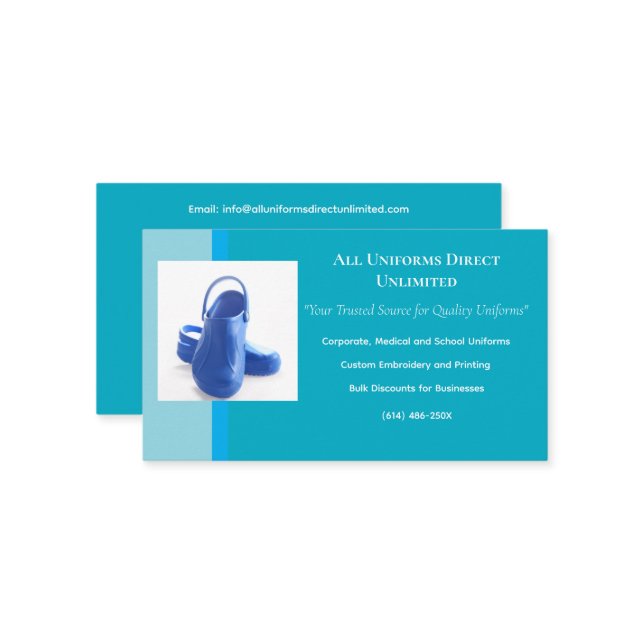 Carte De Visite Azure Blue Médicale Clochons Uniform (Devant/Arrière en situation)