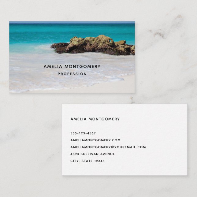 Carte De Visite Azure Ocean Sandy Beach Photo (Devant / Derrière)