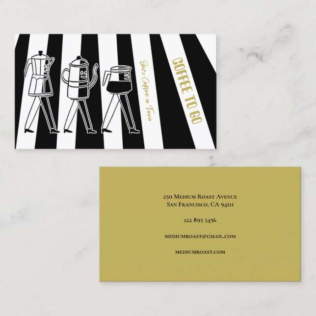 Carte De Visite B & W Trois Cafetière Cafetière Cafetière Gratuit (Devant / Derrière)