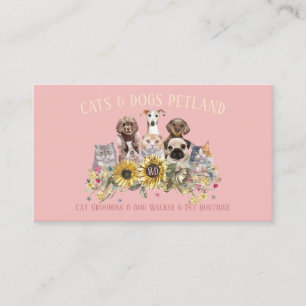 Carte De Visite Baby Pink Sunflower Chien Walker Chat Grooming Pet