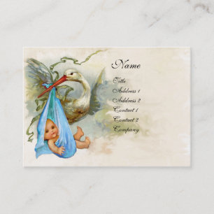 CARTE DE VISITE BABY SHOWER BLEU STORK
