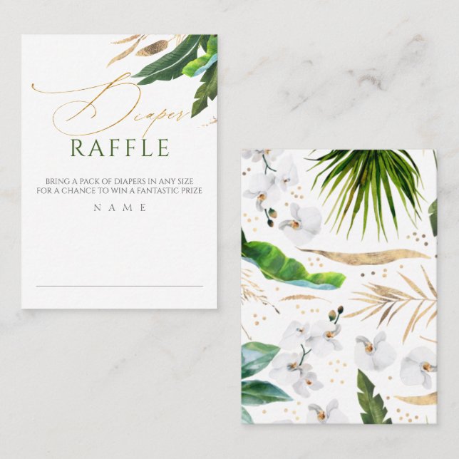 Carte De Visite Baby shower de feuillage exotique de la feuille de (Devant / Derrière)