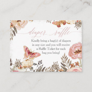 Carte De Visite Baby shower  de la fille de la couche de Rose Boho
