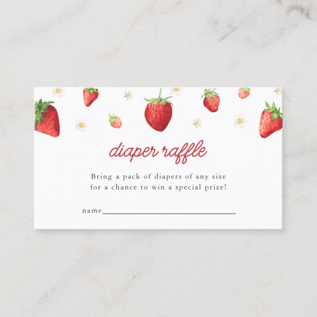 Carte De Visite Baby shower d'insertion de fraise à fraise à frais (Devant)