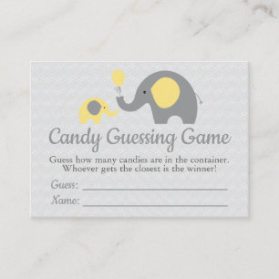 Carte De Visite Baby shower Eléphant Jaune Candy Guider Jeu