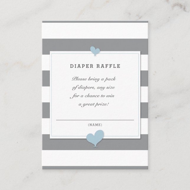 Carte De Visite Baby shower Gris Gris Refus de couche de fermeture (Devant)