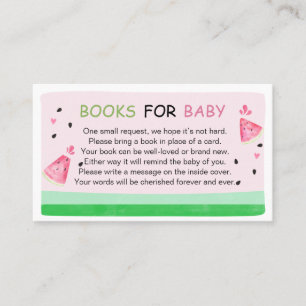 Carte De Visite Baby shower Pink Watermelon Livres pour bébé