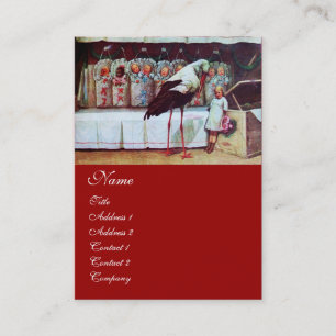 Carte De Visite BABY SHOWER STORK rouge