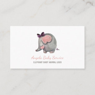 Carte De Visite Baby-sitter Elephant Pink garderie Nursery