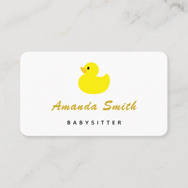 Carte De Visite Babysitter à canard jaune minimal (Devant)