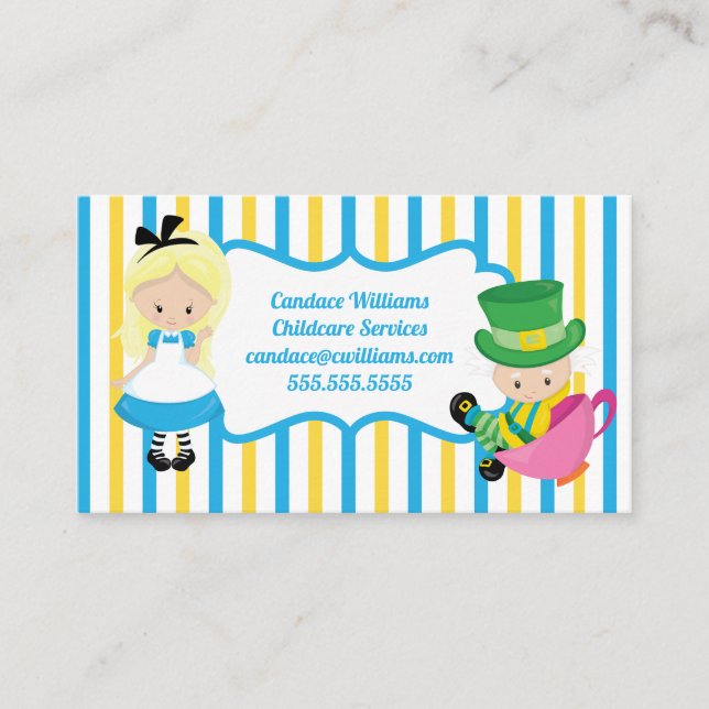 Carte De Visite Babysitter Alice au pays des merveilles Services d (Devant)