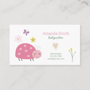 Carte De Visite Babysitter Cute Ladybug Babysitting Service Busin