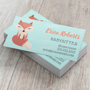 Carte De Visite Babysitter Cute Woodland Fox Babysitting Childcare