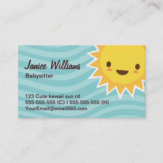 Carte De Visite Babysitter mignonne d'aqua de personnage de dessin (Devant)
