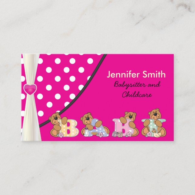 Carte De Visite Babysitter mignonne ou Childcare (Devant)